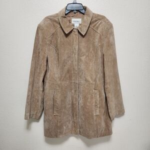 Vintage Cherokee Leather Suede Jacket XL Tan Y2K Western Boho Full Zip Lined